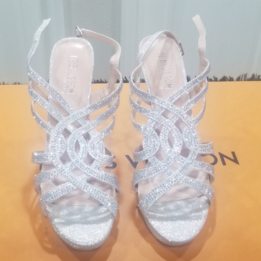 Silver glitter heels